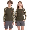 image:imageBASSDASH Youth UPF50 Camo Long Sleeve Fishing Shirt UV Protection Quick Dry TeeBrownHighland