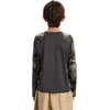 image:imageBASSDASH Youth UPF50 Camo Long Sleeve Fishing Shirt UV Protection Quick Dry TeeDark GreyGrunge Camo