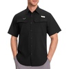 image:imageBASSDASH Mens UV Short Sleeve Button Down Shirt  Cooling Water Resistant amp Breathable for Hiking Fishing OutdoorBlack