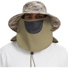 image:imageBASSDASH UPF 50 Breathable Sun Hat with Removable Face Cover and Neck Flap Wide Brim Bucket Hat for Fishing Hiking Men WomenEarth CamoKhaki