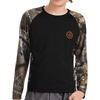 image:imageBASSDASH Youth UPF50 Camo Long Sleeve Fishing Shirt UV Protection Quick Dry TeeBlackAutumn Forest