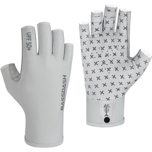 image:imageBASSDASH 34 Finger UPF 50 Sun Gloves Breathable AntiSlip Silicone Palm for Men Women Fishing Fingerless Cycling RunningPure Grey
