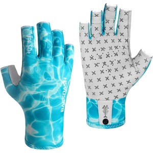 image:imageBASSDASH 34 Finger UPF 50 Sun Gloves Breathable AntiSlip Silicone Palm for Men Women Fishing Fingerless Cycling RunningWater Ripple