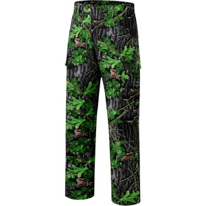 image:imageBASSDASH Invis Mens Stretch Hunting Pants Water Resistant Camo Fishing PantGreen Leaves