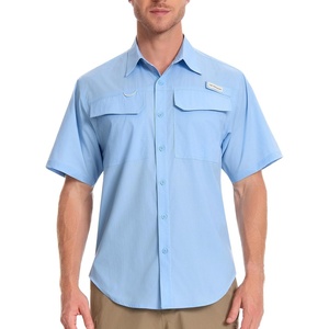 image:imageBASSDASH Mens UV Short Sleeve Button Down Shirt  Cooling Water Resistant amp Breathable for Hiking Fishing OutdoorCarolina