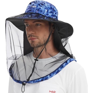 image:imageBASSDASH UPF 50 Mosquito Sun Hat with Hidden Head Net and Neck Flap for Men Women Outdoor Fishing Hiking CampingBlue Camo