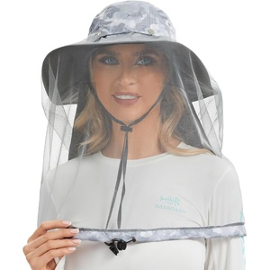 image:imageBASSDASH UPF 50 Mosquito Sun Hat with Hidden Head Net and Neck Flap for Men Women Outdoor Fishing Hiking CampingLight Grey Camo