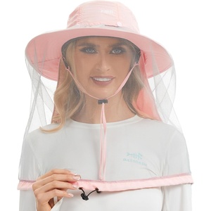 image:imageBASSDASH UPF 50 Mosquito Sun Hat with Hidden Head Net and Neck Flap for Men Women Outdoor Fishing Hiking CampingPink