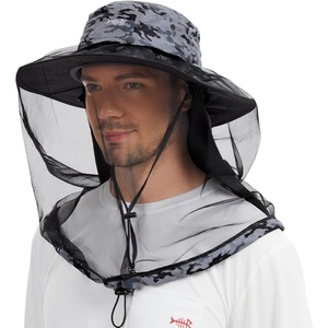 image:imageBASSDASH UPF 50 Mosquito Sun Hat with Hidden Head Net and Neck Flap for Men Women Outdoor Fishing Hiking CampingStorm Camo