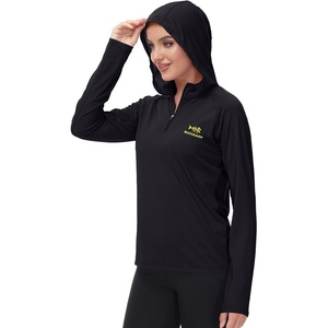 image:imageBASSDASH Womens UPF 50 Performance Hoodie Long Sleeve UV Fishing Hiking ShirtBlack