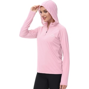 image:imageBASSDASH Womens UPF 50 Performance Hoodie Long Sleeve UV Fishing Hiking ShirtPink