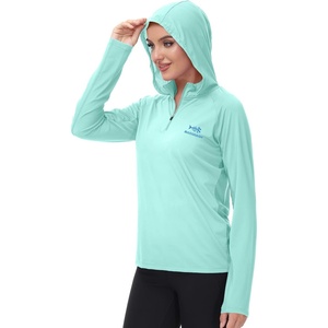 image:imageBASSDASH Womens UPF 50 Performance Hoodie Long Sleeve UV Fishing Hiking ShirtSeafoam