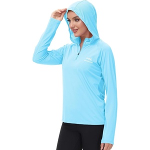 image:imageBASSDASH Womens UPF 50 Performance Hoodie Long Sleeve UV Fishing Hiking ShirtSky Blue