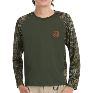 image:imageBASSDASH Youth UPF50 Camo Long Sleeve Fishing Shirt UV Protection Quick Dry TeeOlive GreenMoss Wood
