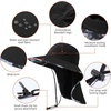 image:imageBASSDASH UPF 50 Unisex Water Resistant Wide Brim Sun Hat with Large Neck Flap Ponytail Fishing Hat for Men WomenBlackSplash Black