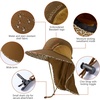 image:imageBASSDASH UPF 50 Unisex Water Resistant Wide Brim Sun Hat with Large Neck Flap Ponytail Fishing Hat for Men WomenCaramelLeopard