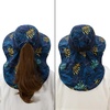 image:imageBASSDASH UPF 50 Unisex Water Resistant Wide Brim Sun Hat with Large Neck Flap Ponytail Fishing Hat for Men WomenColorful LeavesDark Blue