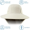 image:imageBASSDASH UPF 50 Unisex Water Resistant Wide Brim Sun Hat with Large Neck Flap Ponytail Fishing Hat for Men WomenIvorySand