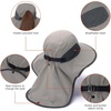 image:imageBASSDASH UPF 50 Unisex Water Resistant Wide Brim Sun Hat with Large Neck Flap Ponytail Fishing Hat for Men WomenLight GreyDark Grey