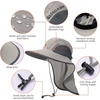 image:imageBASSDASH UPF 50 Unisex Water Resistant Wide Brim Sun Hat with Large Neck Flap Ponytail Fishing Hat for Men WomenLight GreyDark Grey