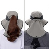 image:imageBASSDASH UPF 50 Unisex Water Resistant Wide Brim Sun Hat with Large Neck Flap Ponytail Fishing Hat for Men WomenLight GreyDark Grey