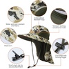image:imageBASSDASH UPF 50 Unisex Water Resistant Wide Brim Sun Hat with Large Neck Flap Ponytail Fishing Hat for Men WomenMountain CamoAmy Green