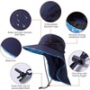 image:imageBASSDASH UPF 50 Unisex Water Resistant Wide Brim Sun Hat with Large Neck Flap Ponytail Fishing Hat for Men WomenNavy BlueRipple