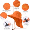 image:imageBASSDASH UPF 50 Unisex Water Resistant Wide Brim Sun Hat with Large Neck Flap Ponytail Fishing Hat for Men WomenOrange