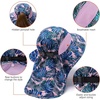 image:imageBASSDASH UPF 50 Unisex Water Resistant Wide Brim Sun Hat with Large Neck Flap Ponytail Fishing Hat for Men WomenPalm LeavesLight Purple