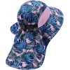 image:imageBASSDASH UPF 50 Unisex Water Resistant Wide Brim Sun Hat with Large Neck Flap Ponytail Fishing Hat for Men WomenPalm LeavesLight Purple
