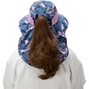 image:imageBASSDASH UPF 50 Unisex Water Resistant Wide Brim Sun Hat with Large Neck Flap Ponytail Fishing Hat for Men WomenPalm LeavesLight Purple