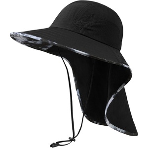 image:imageBASSDASH UPF 50 Unisex Water Resistant Wide Brim Sun Hat with Large Neck Flap Ponytail Fishing Hat for Men WomenBlackSplash Black