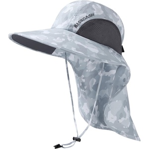 image:imageBASSDASH UPF 50 Unisex Water Resistant Wide Brim Sun Hat with Large Neck Flap Ponytail Fishing Hat for Men WomenLight Grey Camo