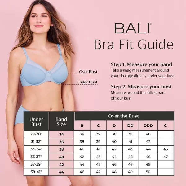 Bali Passion For Comfort Underwire Bra with FullCoverage Light Lift Back Smoothing Shapewear Bra for Everyday WearBlack Lace