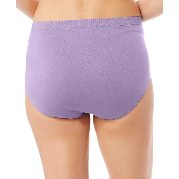 Bali Womens Comfort Revolution Seamless Brief Panty High Rise Microfiber Stretch Underwear1 Pack  Purple Shade