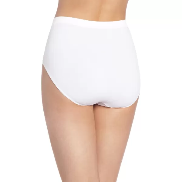 Bali Womens Comfort Revolution Seamless Brief Panty High Rise Microfiber Stretch Underwear1 Pack  White for Daywear