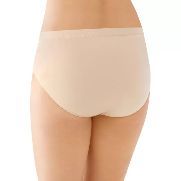 Bali Womens Comfort Revolution Seamless Brief Panty High Rise Microfiber Stretch Underwear3 Pack  WhiteNudeLight Beige