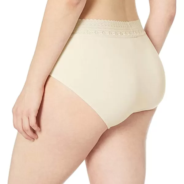 Bali Womens Comfort Revolution Seamless Brief Panty High Rise Microfiber Stretch UnderwearLight Beige Lace