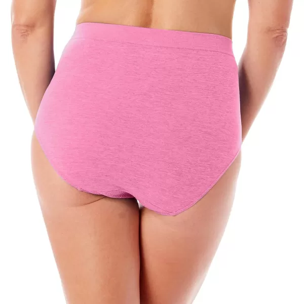 Bali Womens Comfort Revolution Seamless Brief Panty High Rise Microfiber Stretch UnderwearPink Dahlia Swirl