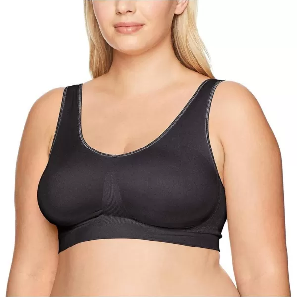 Bali One Smooth U Wireless Bra Seamless NoBulge Shapewear Bra Pullover Bralette with NoRoll Underband and NoDig StrapsBlack