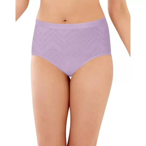 Bali Womens Comfort Revolution Seamless Brief Panty High Rise Microfiber Stretch Underwear3 Pack  NudeRaindrop BlueMorning Orchid