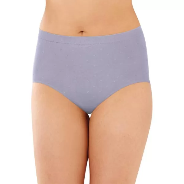 Bali Womens Comfort Revolution Seamless Brief Panty High Rise Microfiber Stretch UnderwearAmethyst Quartz Dot