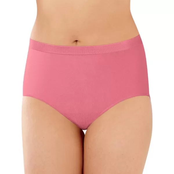 Bali Womens Comfort Revolution Seamless Brief Panty High Rise Microfiber Stretch UnderwearDark Pink