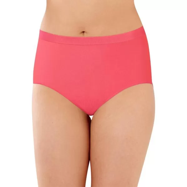 Bali Womens Comfort Revolution Seamless Brief Panty High Rise Microfiber Stretch UnderwearPinky Peach