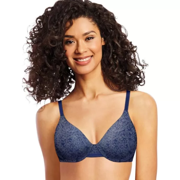 Bali Womens One Smooth U Underwire Bra Smoothing Fullcoverage Bra Retired ColorsIn the NavySilver Print