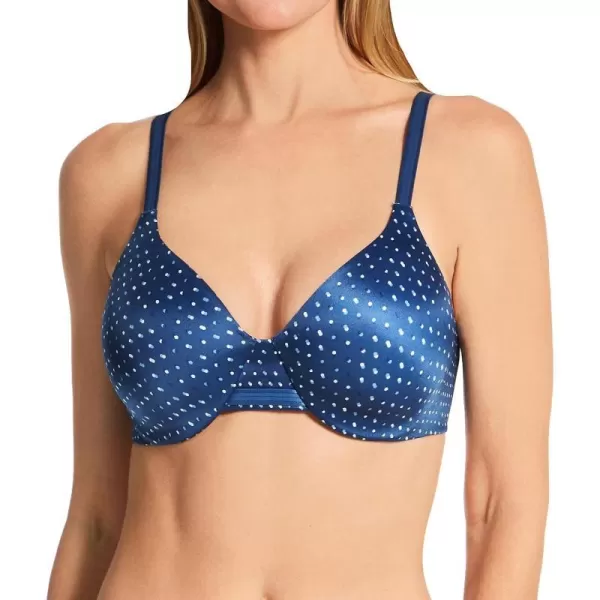 Bali Womens One Smooth U Underwire Bra Smoothing Fullcoverage Bra Retired ColorsRegal Navy Dot Print