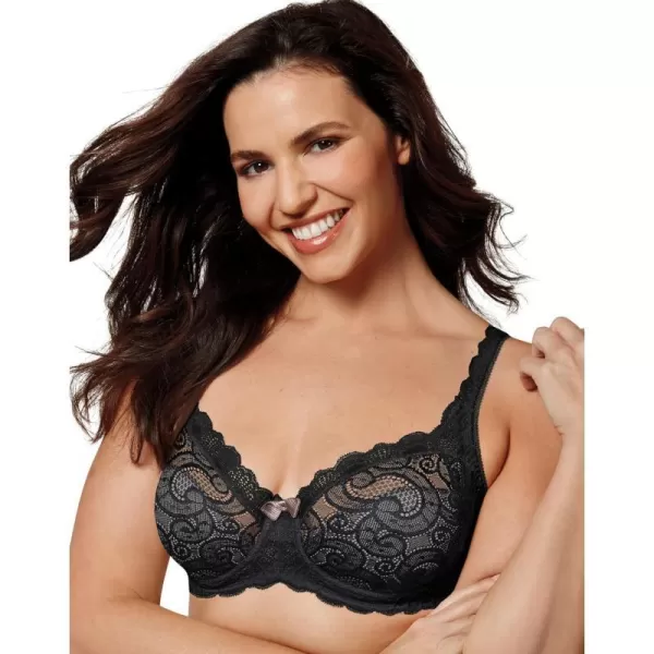 Playtex Womens Love My Curves Beautiful Lace amp Lift Underwire US4825Black