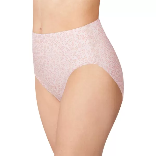 Bali Womens HiCut Panties HighWaisted Smoothing Panty HighCut Brief UnderwearGentle Pink Leaf Print