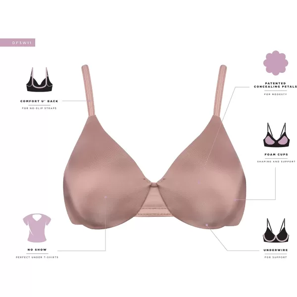 Bali Womens One Smooth U Underwire Bra Smoothing amp Concealing FullCoverage Bra Df3w11Blushing Pink