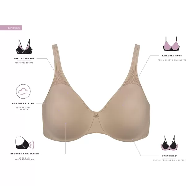 Bali Womens Passion for Comfort Minimizer Bra Fullcoverage Underwire Bra Seamless CupsSoft Bluegrey